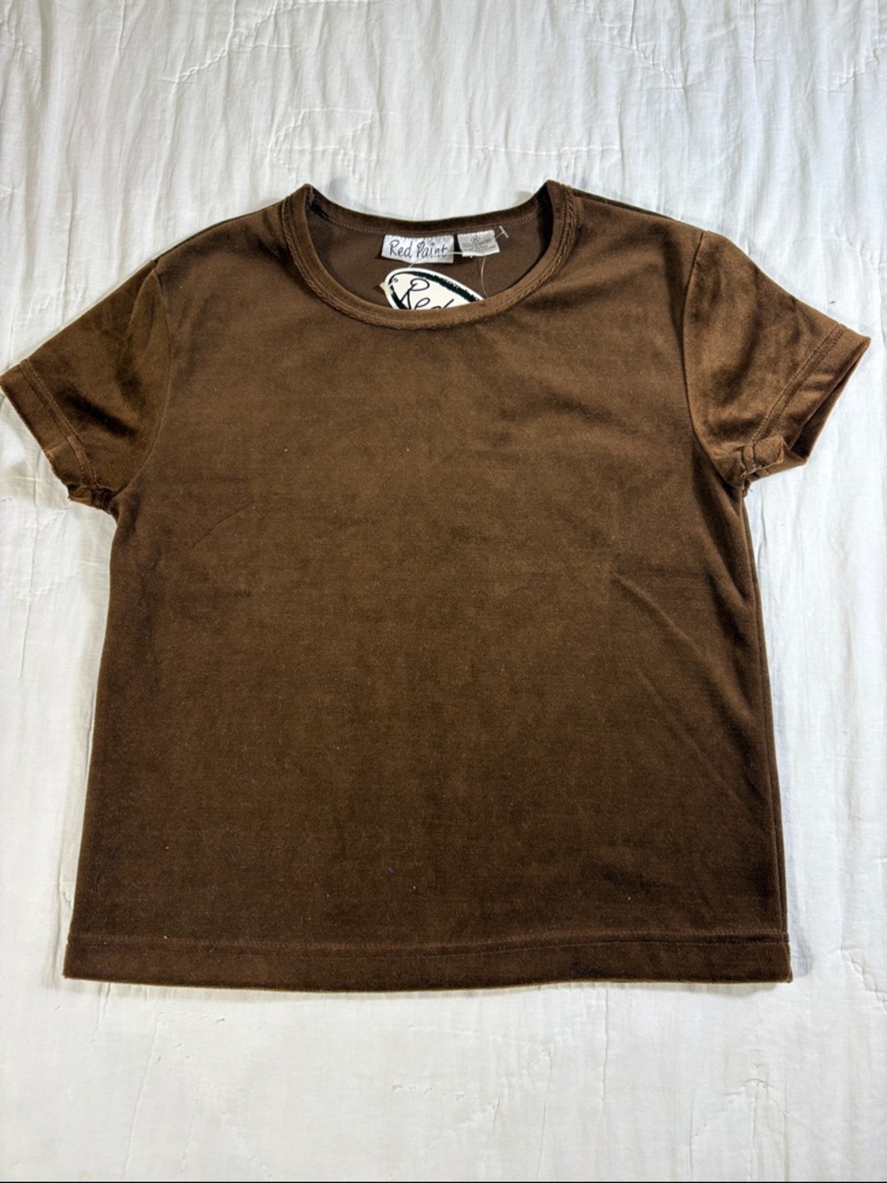 Red Paint Womens‎ Espresso Brown Velour Short Sleeve T-Shirt 4595P NWT Medium